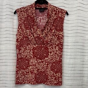 IKIA Red and Cream Floral Women's Blouse